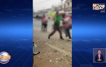 พนักงานส่งอาหาร 2 บริษัทดัง เปิดศึกซัดกันนัว เลือดอาบ