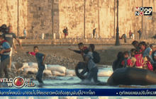 ผู้อพยพขึ้นฝั่งบนเกาะคอสของกรีซ