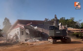 เหลือแต่ซาก! กองกำลังบูรพารื้อบ้านกำนันลี ผู้มีอิทธิพลกัมพูชา หลังยึดคืนบ้านหนองจานสำเร็จ