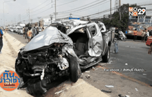 แจ้งข้อหา เก๋งซิ่งชนกระบะถูกสิบล้ออัดยับ