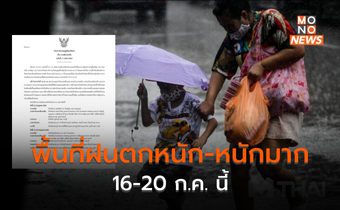 เช็คพื้นที่เสี่ยงฝนตกหนัก-หนักมาก ผลกระทบจากพายุฯ 16-20 ก.ค.นี้