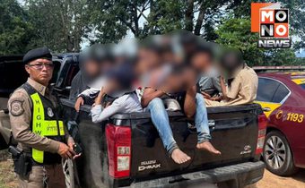 จับ 17 คนอัดเต็มรถ ลักลอบแรงงานข้ามชาติกลางไทรโยค