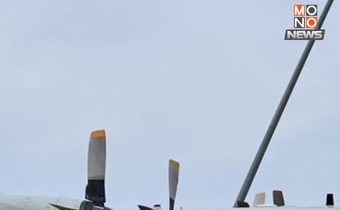 ภาพเหตุการณ์ C-130 ไถลลานจอดชนเสาไฟฟ้าสนามบินสมุย