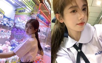 น่ารักสดใส จวีจิ้งอี นางเอกจีนเที่ยวไทย ใส่ชุดนักเรียนไทย