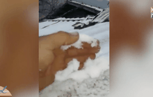 ฮือฮา!หิมะตกที่ลาว หนาวจนหักใบไม้ได้เป็นชิ้นๆ