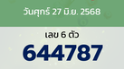 หวยลาว งวดวันศุกร์ 27 มิถุนายน 2568