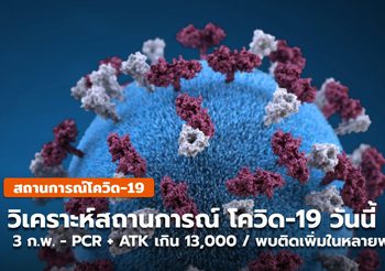 สถานการณ์โควิด-19 วันนี้ ( 3 ก.พ.) PCR + ATK เกิน 13,000