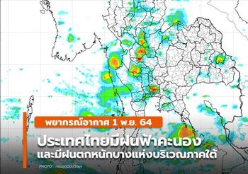 พยากรณ์อากาศ 1 พ.ย. – ภาคใต้ยังคงมีฝนตกหนักบางแห่ง