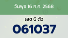 หวยลาว งวดวันพุธ 16 กรกฎาคม 2568