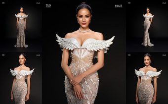 “QUEEN’S WINGS OF TRIUMPH” เปิดดีเทลชุดราตรี โอปอล สุชาตา บนเวที Miss Universe 2024