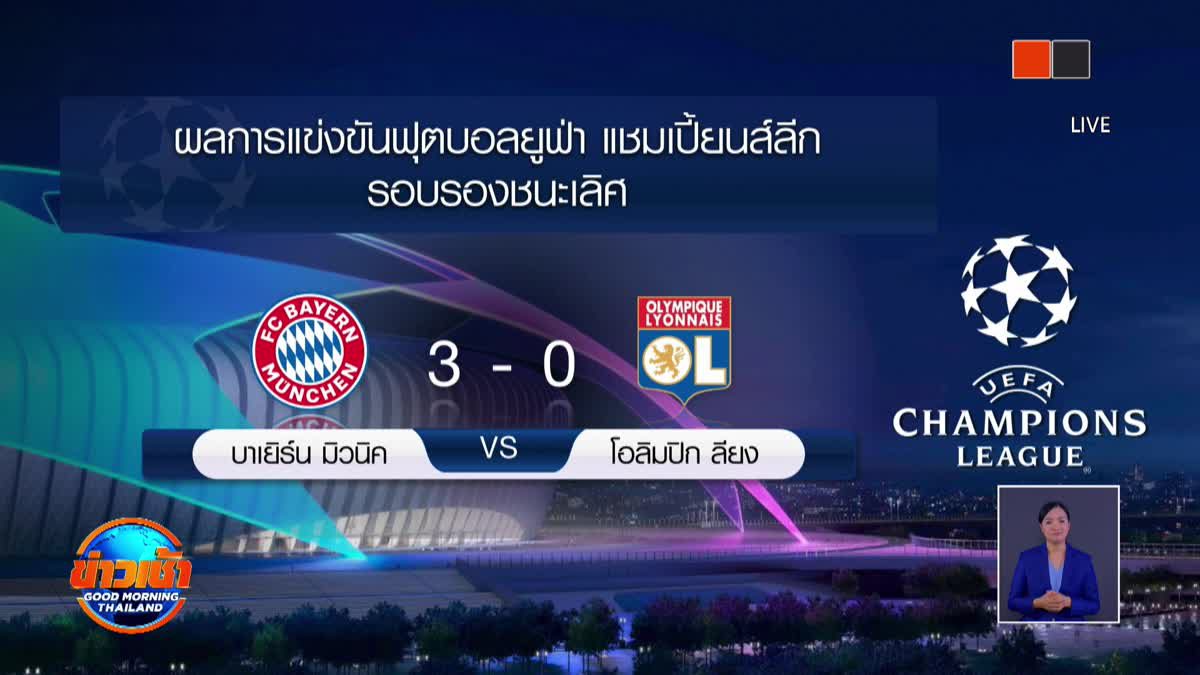 ผลการแข่งขันฟุตบอลยูฟ่า แชมเปี้ยนส์ลีก รอบรองชนะเลิศ 20-08-63