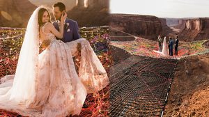 คู่รักนักผจญภัย จัดงานแต่งงานบนความสูง 400 ฟุต สวย สูง และ เสียวมาก!!!