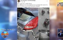 จยย.ขับยกล้อพลาดล้มไปชนรถยนต์แล้วขับหนี