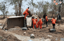 รถบรรทุกแก๊สหุงต้มพลิกคว่ำ จ.ยโสธร