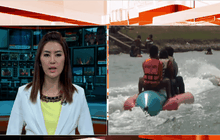 เล่นน้ำ”ทะเลสาบทุ่งกุลา” ดับร้อน