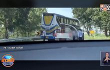 คนขับรถทัวร์หัวร้อนทำร้ายร่างกายคู่กรณีกลางถนน