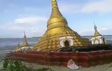 เจดีย์ในเมียนมาถล่มลงแม่น้ำ