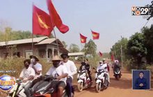​ชาวเมียนมาขี่มอเตอร์ไซค์ประท้วงทั่วทวาย