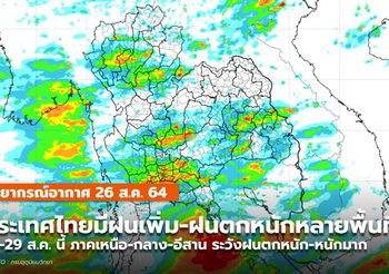 พยากรณ์อากาศ – 25 ส.ค. ระวังฝนตกหนักในหลายพื้นที่