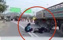 วินาทีชีวิต! เด็กสาวหวิดถูก 18 ล้อทับ