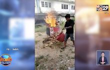 หนุ่มชวดเงินช่วยเหลือโควิด19 จุดไฟเผาเข่งปลาทูประชด