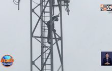 หนุ่มป่วยปีนเสาโทรศัพท์สูง 30 เมตรเป็นตะคริวลงไม่ได้