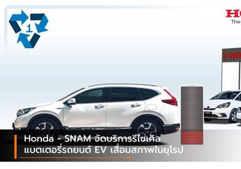 Honda – SNAM จัดบริการรีไซเคิลแบตเตอรี่รถยนต์ EV เสื่อมสภาพในยุโรป