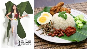 ฉีกทุกกฏ ชุดประจำชาติ มิสยูนิเวิร์สมาเลเซีย ดีไซน์จากอาหารพื้นเมือง นาซีเลอมะก์
