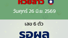 หวยลาว งวดวันศุกร์ 26 มิถุนายน 2569