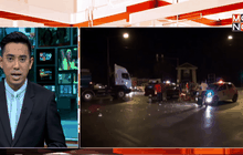 รถจักรยานยนต์พ่วงชนรถ 18 ล้อบาดเจ็บ