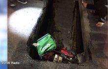 แผ่นคอนกรีตปิดท่อ ทรุดตัวกลางถนน