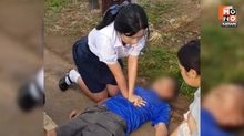 แห่ชื่นชม! นร.หญิงช่วยปั๊มหัวใจคุณลุง หลังถูกรถชนอาการสาหัส