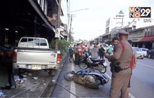 ยาติดคอเผลอเหยียบคันเร่งพุ่งชนร้านค้าเจ็บ 2 คน