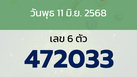 หวยลาว งวดวันพุธ 11 มิถุนายน 2568