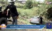 หลวงพี่ขับเอง เก๋งพุ่งตกลงคลองน้ำริมถนนพังยับ