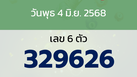 หวยลาว งวดวันพุธ 4 มิถุนายน 2568