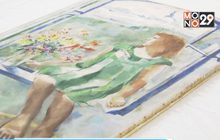 ศิลปินดังวาดภาพศิลปะบนผ้าปูโต๊ะ