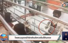 โจรสวมชุดขายไก่ย่างร้านดังควงปืนจี้ร้านทอง