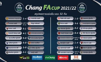 สรุปผลการแข่งขันฟุตบอล ช้าง เอฟเอ คัพ ฤดูกาล 2021/22 รอบ 32 ทีมสุดท้าย