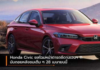 Honda Civic ยลโฉมหน้าตารถซีดานเจนฯ 11 นับถอยหลังชมเต็ม ๆ 28 เมษายนนี้