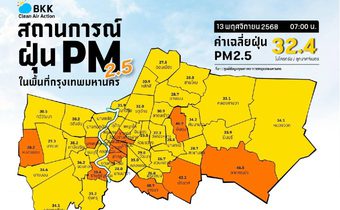 เตรียมพร้อม! กทม. PM2.5 พุ่งเกินมาตรฐาน 10 พื้นที่
