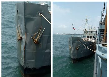 เปิดภาพความเสียหาย เหตุเรือหลวงจวง ชนกับเรือ DONGYANG CHEMI
