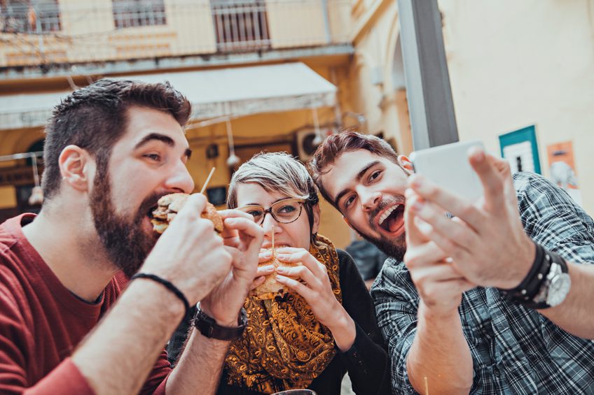 Friends In Fast Food Restaurant