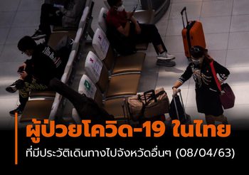 ผู้ป่วยโควิด-19 ในไทย ที่มีประวัติเดินทางไปจังหวัดอื่นๆ