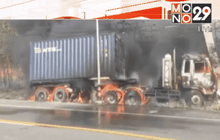 ไฟลุกไหม้รถบรรทุกเสียหายทั้งคัน จ.ชลบุรี