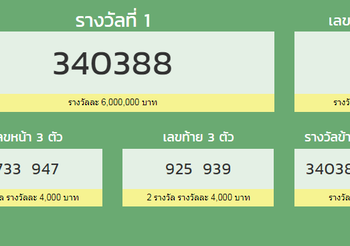 ตรวจสลากกินแบ่งรัฐบาล 16 กันยายน 2562