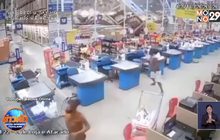 ​นาทีชีวิต! ชั้นวางสินค้าในซูเปอร์ฯ บราซิลล้มโดมิโน