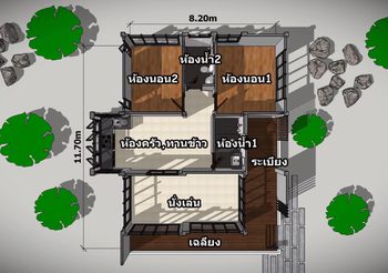 แบบ บ้านแนวโมเดิร์น ยกพื้นสูงมีพื้นที่ใช้สอย 92 ตารางเมตร
