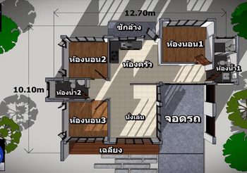 บ้านแนวโมเดิร์น 3 ห้องนอน 2 ห้องน้ำมีพื้นที่ใช้สอย 103 ตร.ม.