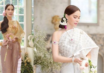 งดงามในวัย 48 กะรัต มาช่า วัฒนพานิช สวมชุดผ้าไหมยกลำพูน จากห้องเสื้อชื่อดัง